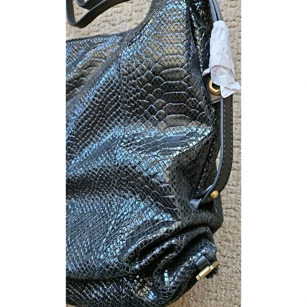 orYANY Black Croc Embossed Patent Leather Shoulder Bag Handbag
